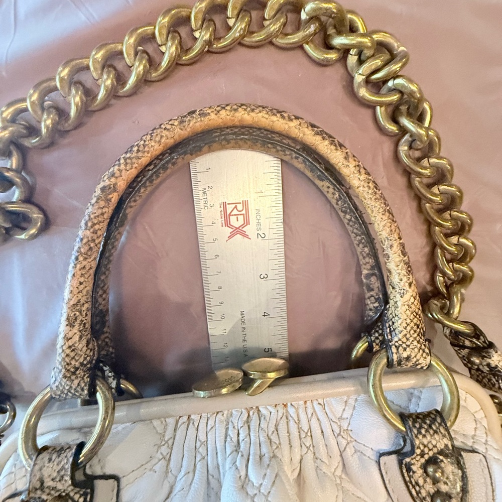 Marc Jacobs White Leather Quilted Large Stam bag w/Snakeskin MSRP$1,495 dustbag - Picture 8 of 13